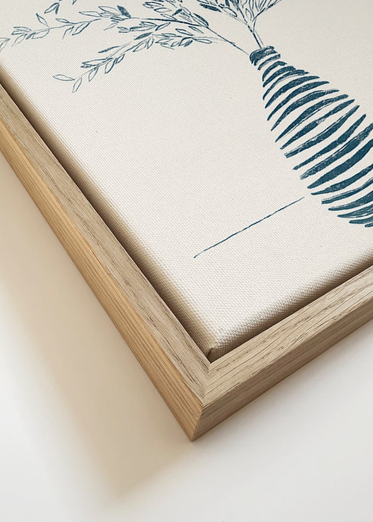 Grafika botaniczna z niebieskim wazonem – Canvas detail