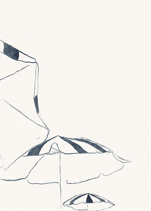 Ilustracja niebieskich parasoli plażowych minimalistyczna