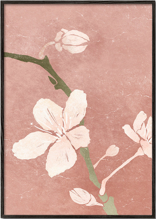 Plakat botaniczny różany kwiat – Black Frame