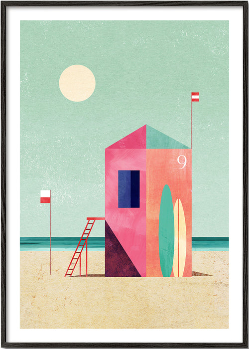 Ilustracja domku surfowego w pastelowych tonach