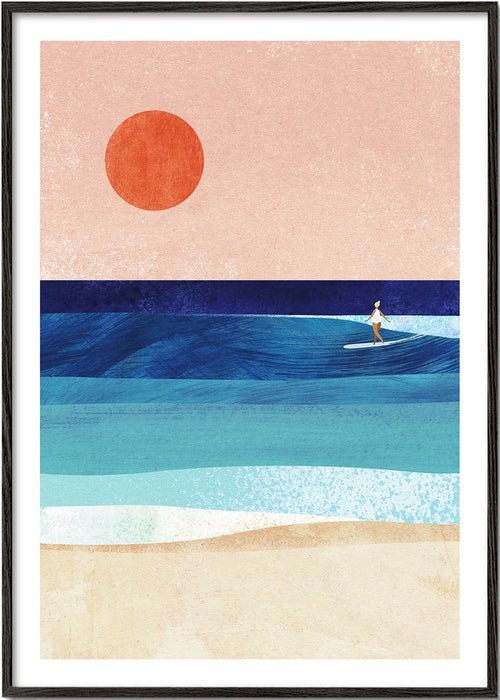 Sztuka surf: Surf Girl na minimalistycznej fali