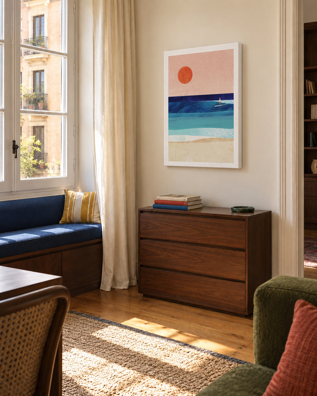 Surf Girl V - Unframed canvas in an interior