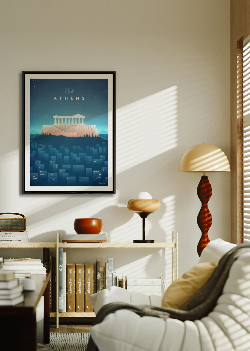 Plakat podróżniczy: Ateny ilustracja nocą