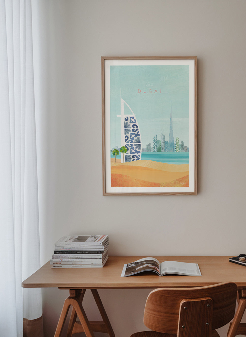 Plakat podróżniczy Dubai panorama ilustracja