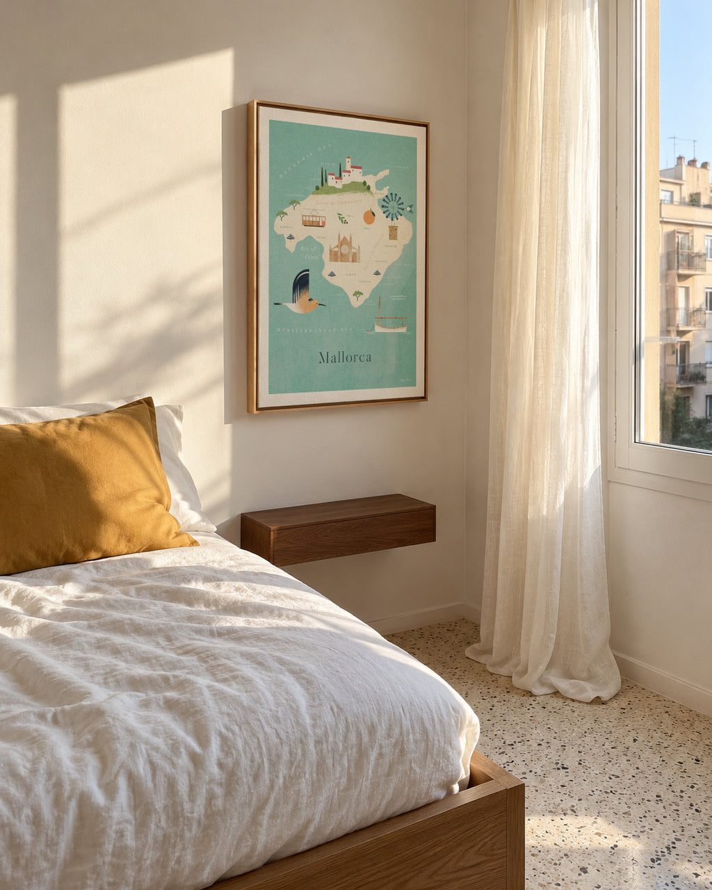 Mallorca Map - Framed canvas in an interior