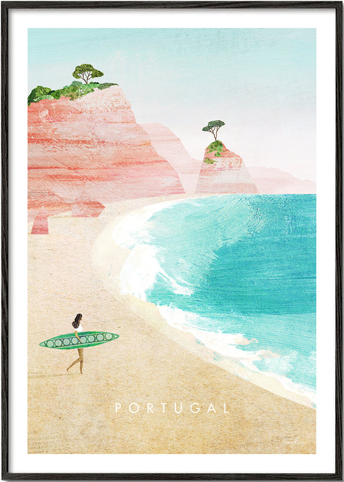 Plakat podróżniczy Portugalia — ilustracja plaży