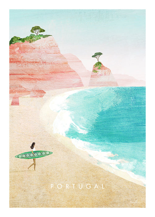 Plakat podróżniczy Portugalia — ilustracja plaży