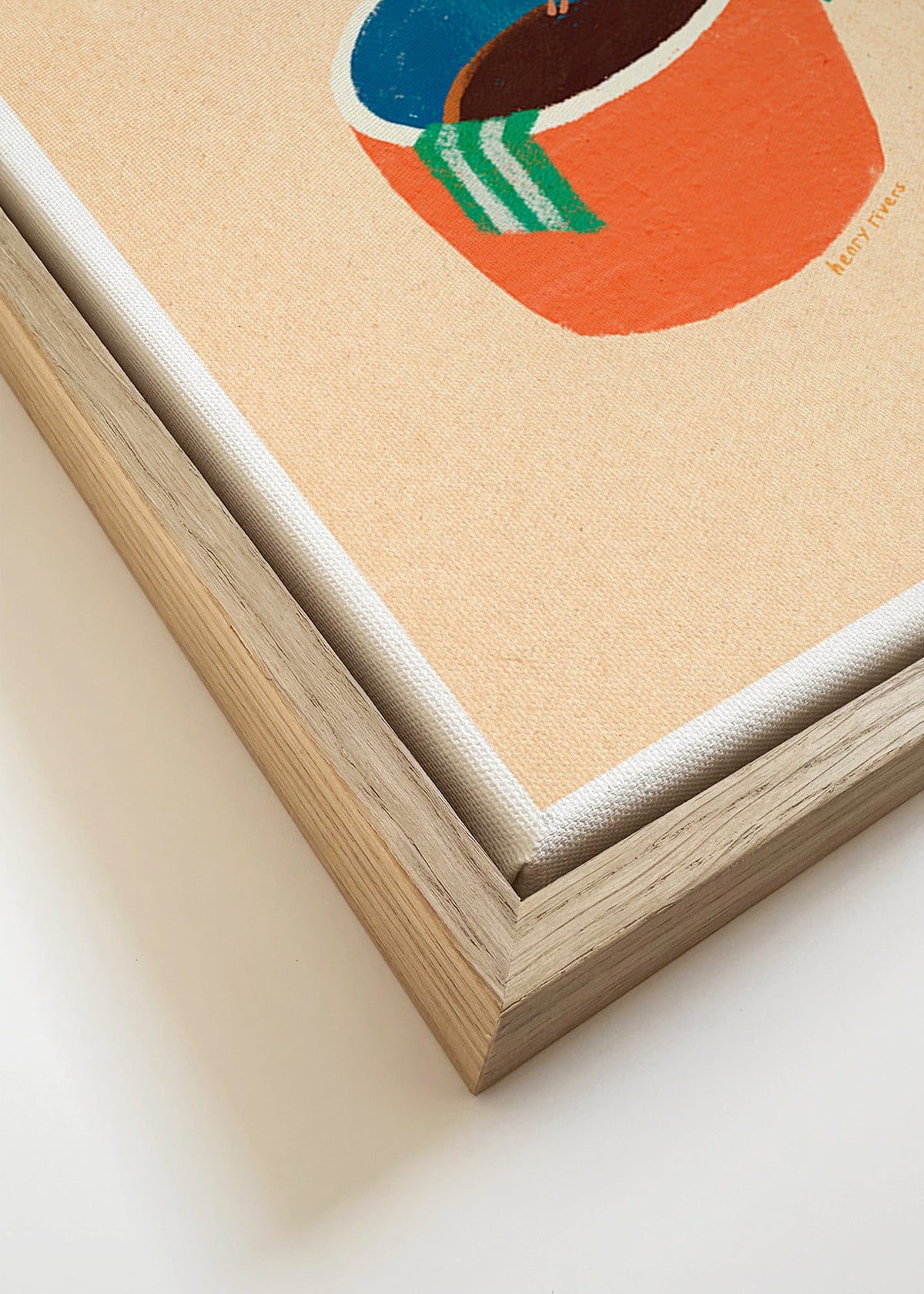 Sztuka do kuchni z ilustrowaną filiżanką kawy i postacią – Canvas detail