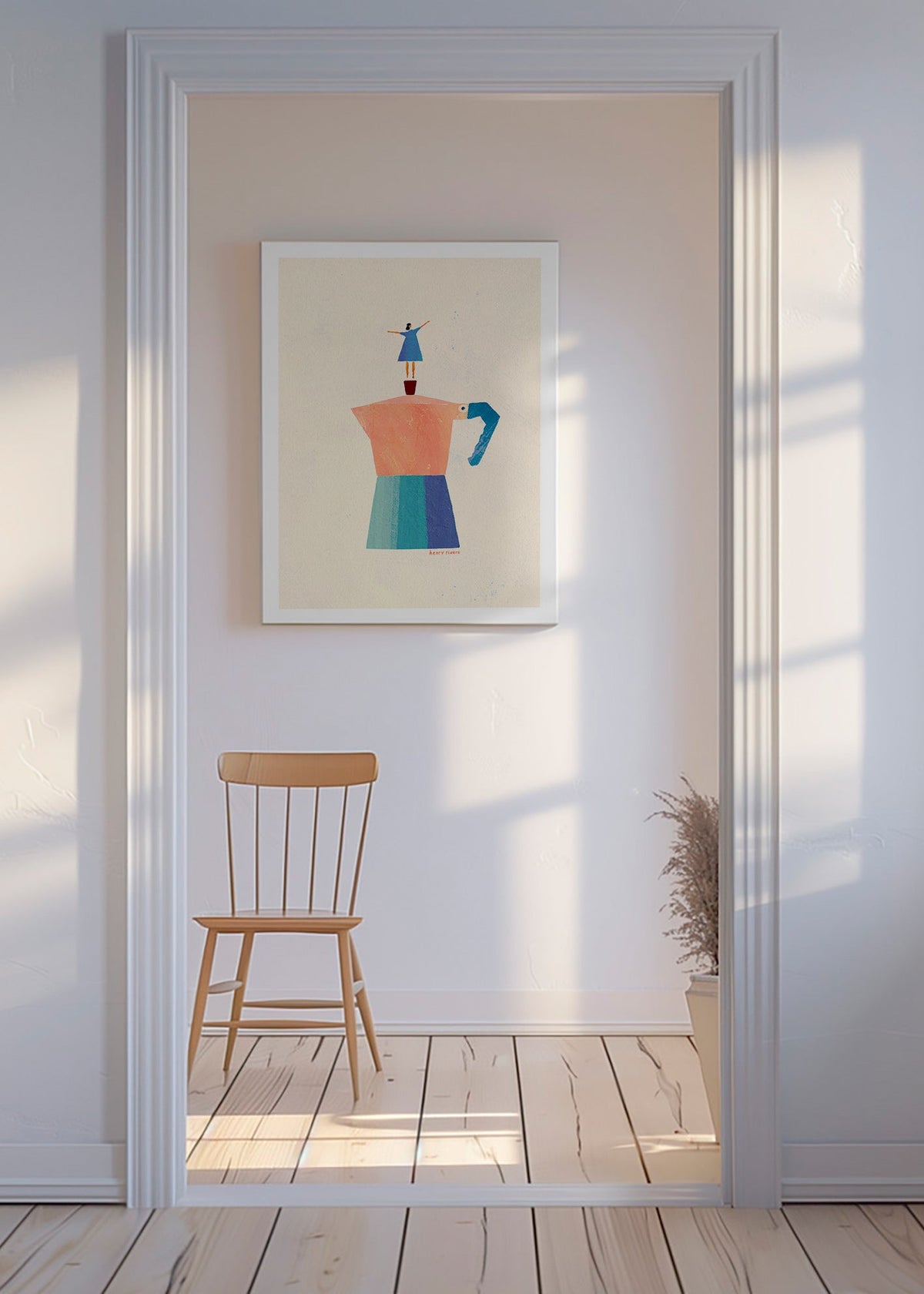 Sztuka do kuchni z moką i zabawną sylwetką – Canvas