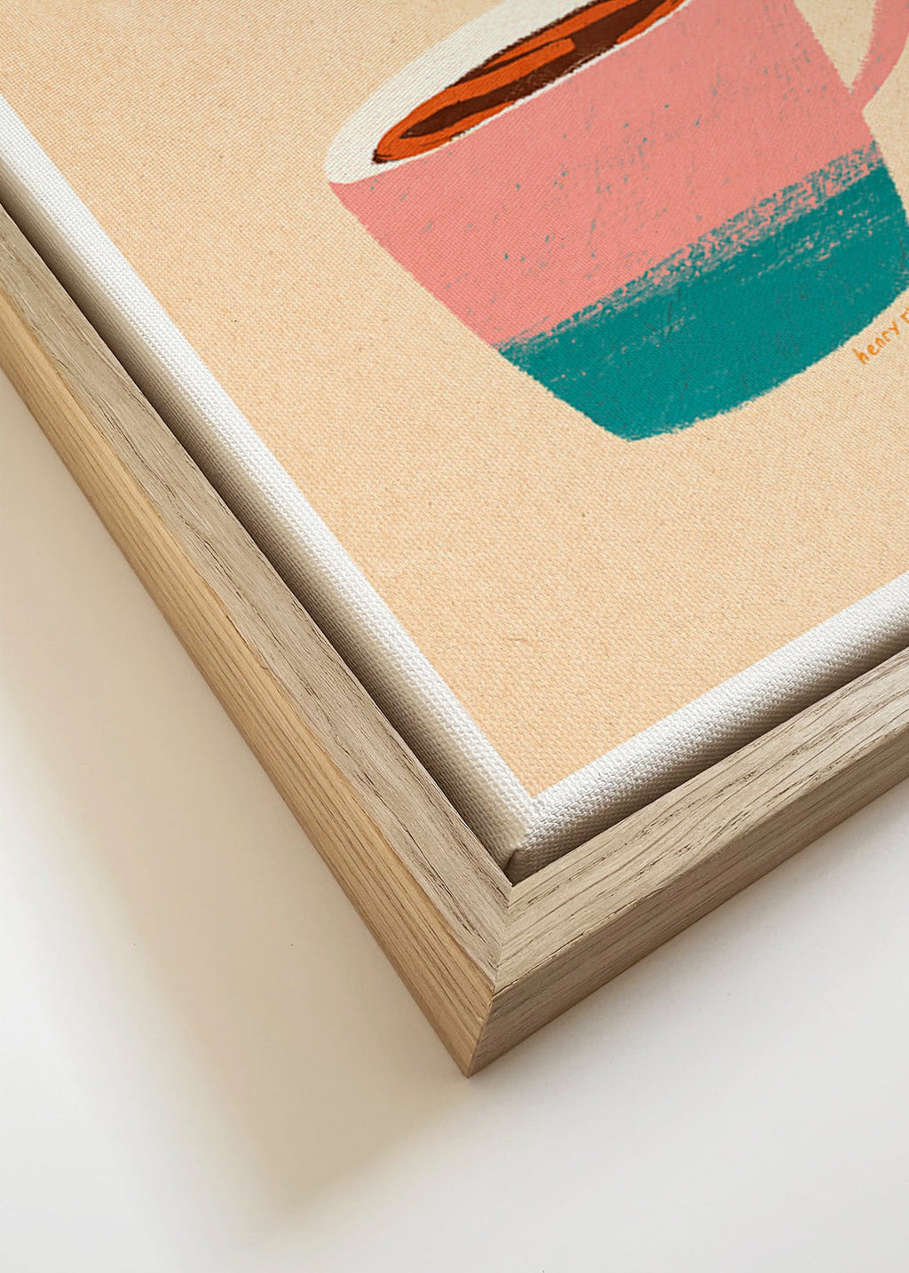 Sztuka do kuchni z różowym kubkiem i nurkiem – Canvas detail