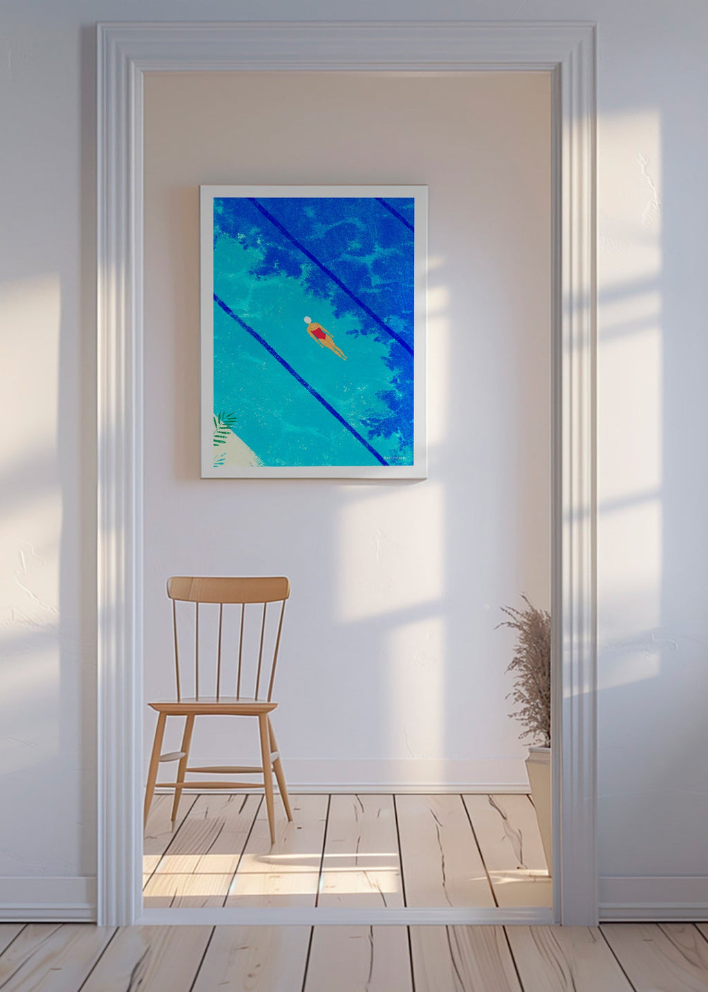 Ilustracja pływaczki w basenie – Canvas