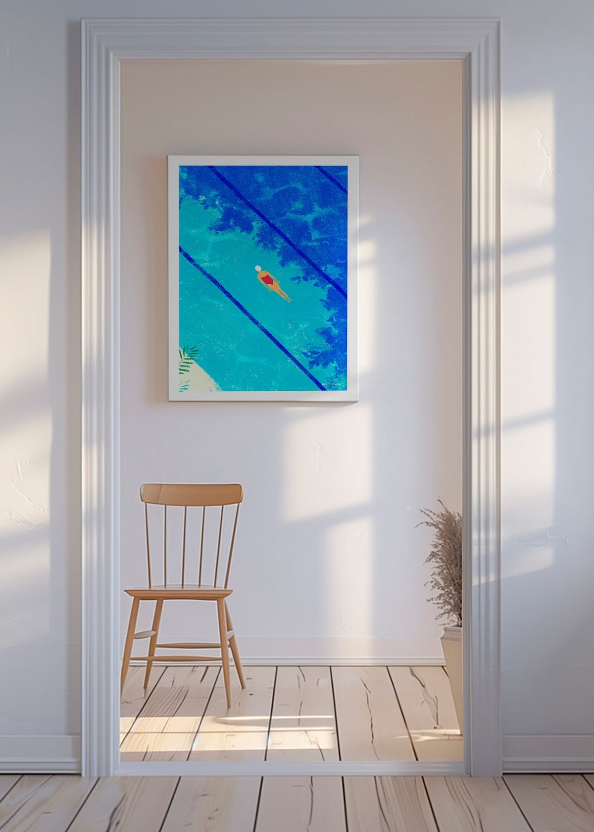 Ilustracja pływaczki w basenie – Canvas