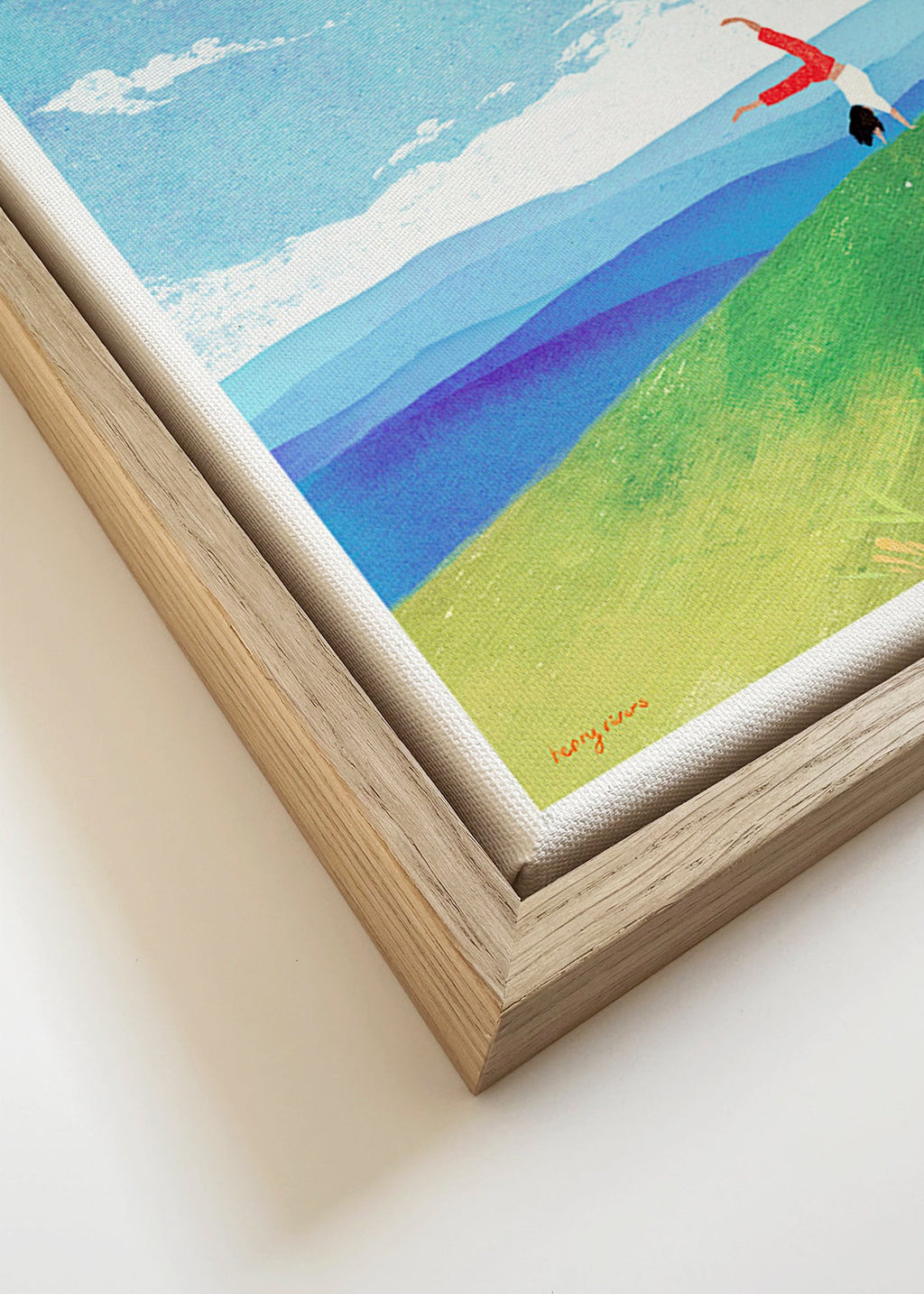 Obraz krajobrazowy z figurą w równowadze na wzgórzu – Canvas detail