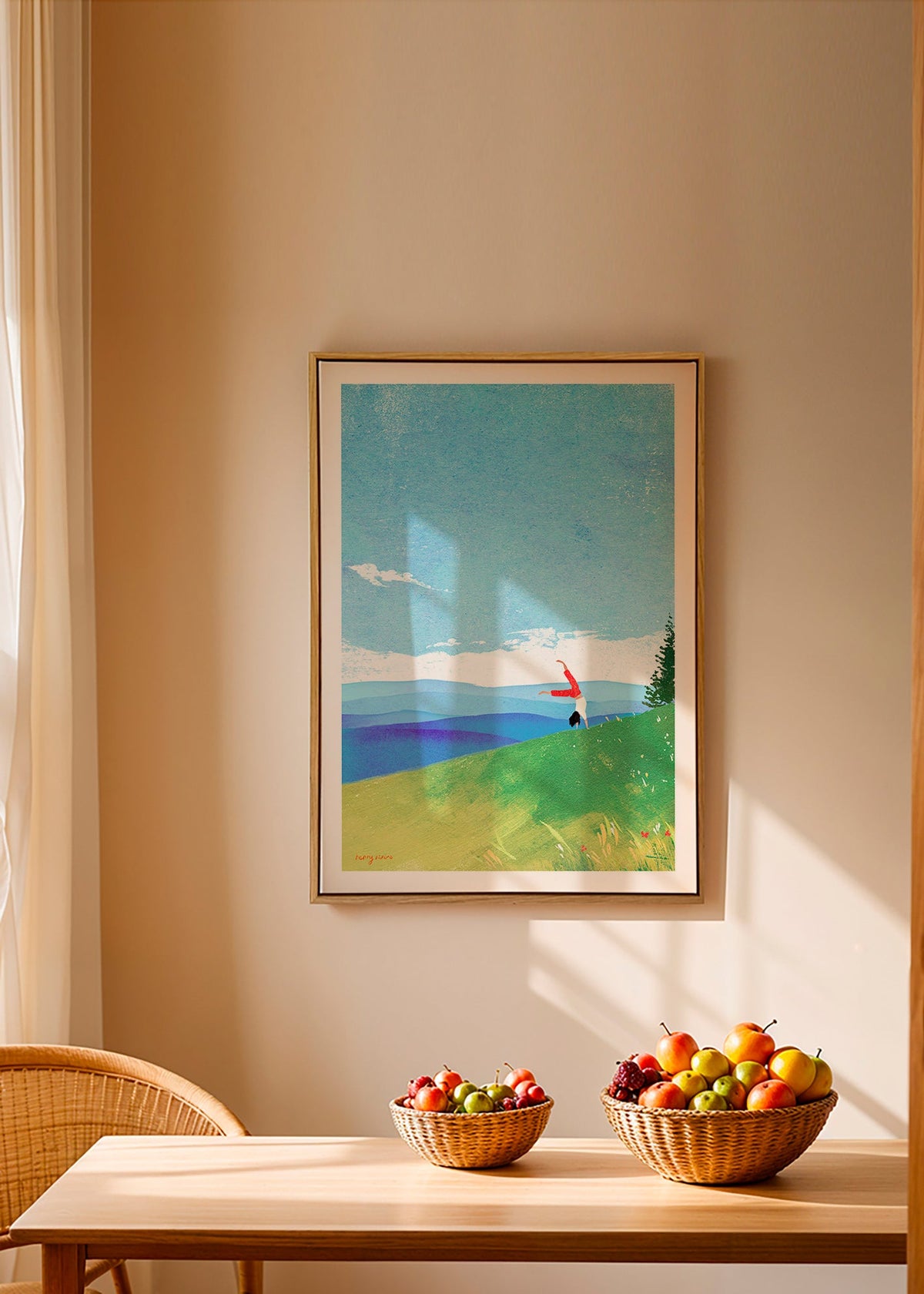 Obraz krajobrazowy z figurą w równowadze na wzgórzu – Canvas1