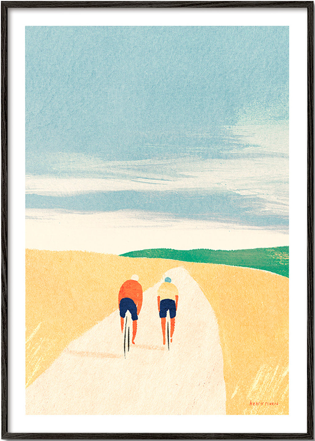 Sztuka sportowa: dwóch rowerzystów na drodze – Black Frame