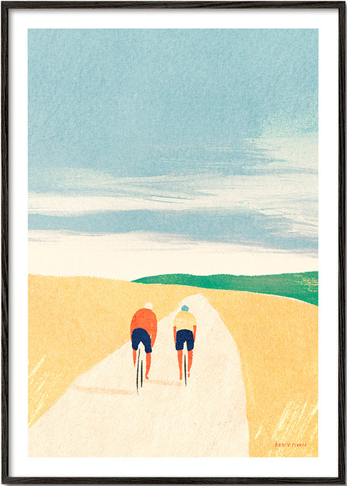Sztuka sportowa: dwóch rowerzystów na drodze – Black Frame