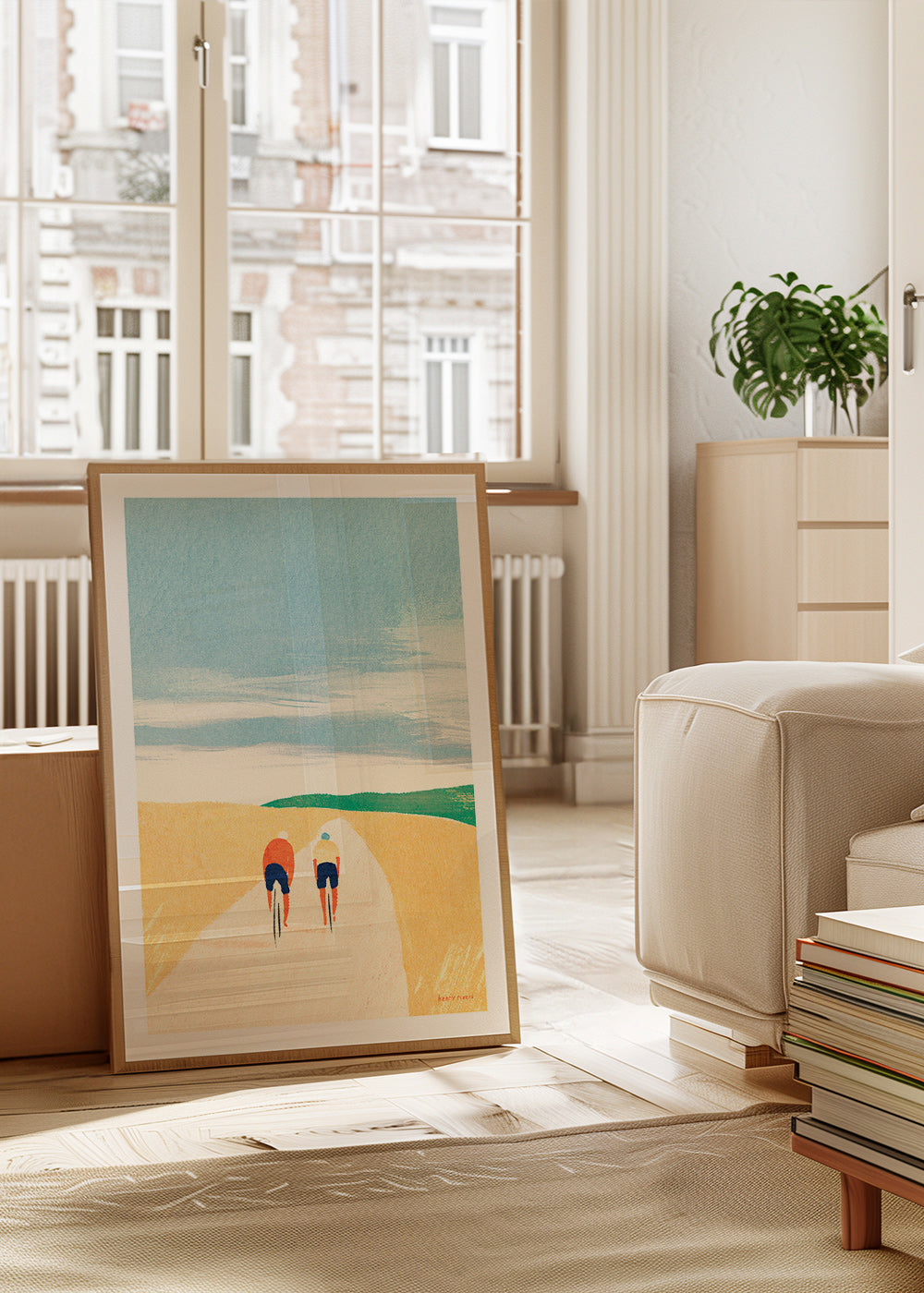 Sztuka sportowa: dwóch rowerzystów na drodze – Product1