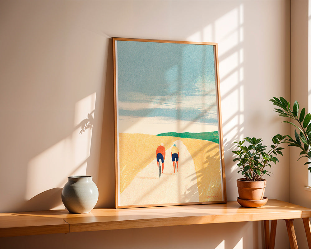 Sztuka sportowa: dwóch rowerzystów na drodze – Product3