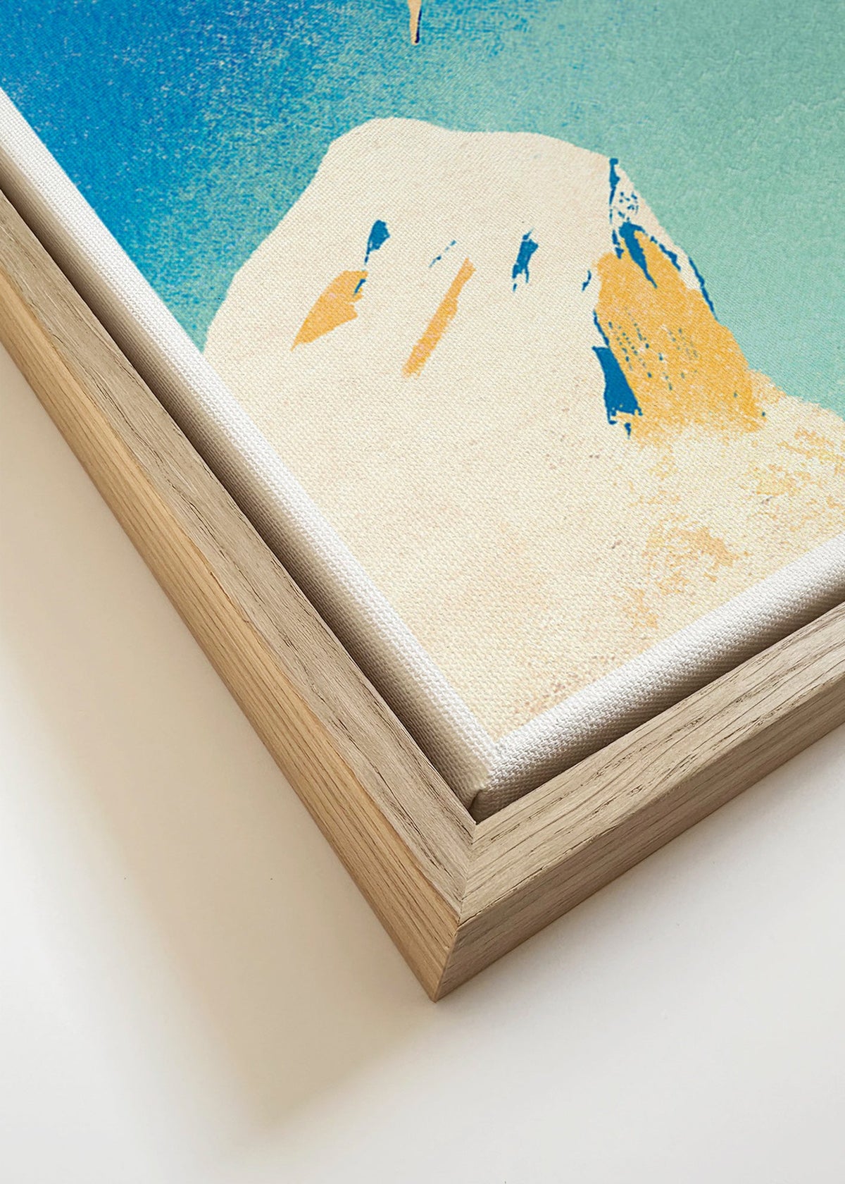 Ilustracja: skok ze skały na tle rozległego błękitnego nieba – Canvas detail