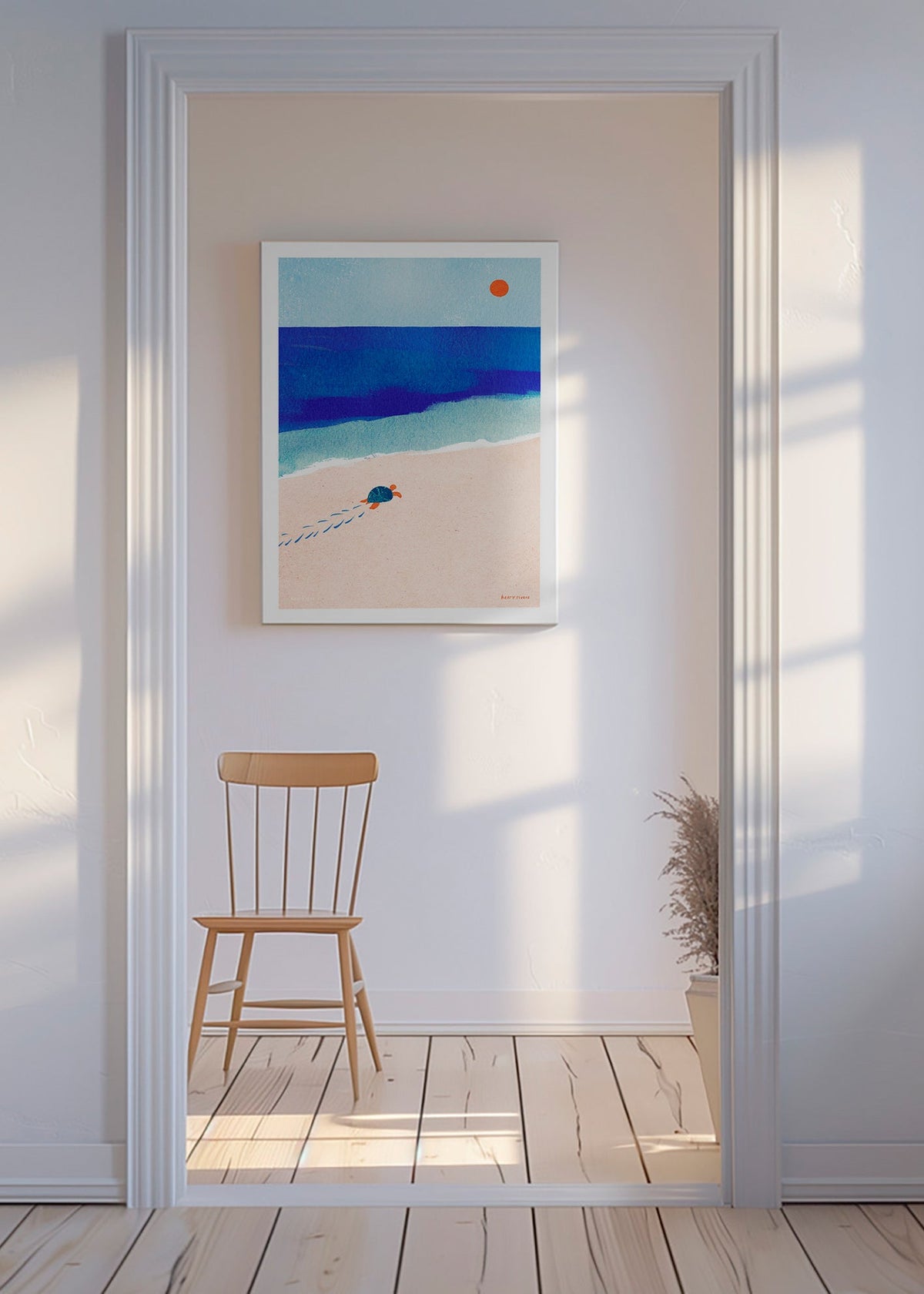 Ilustracja żółwia na plaży – Canvas