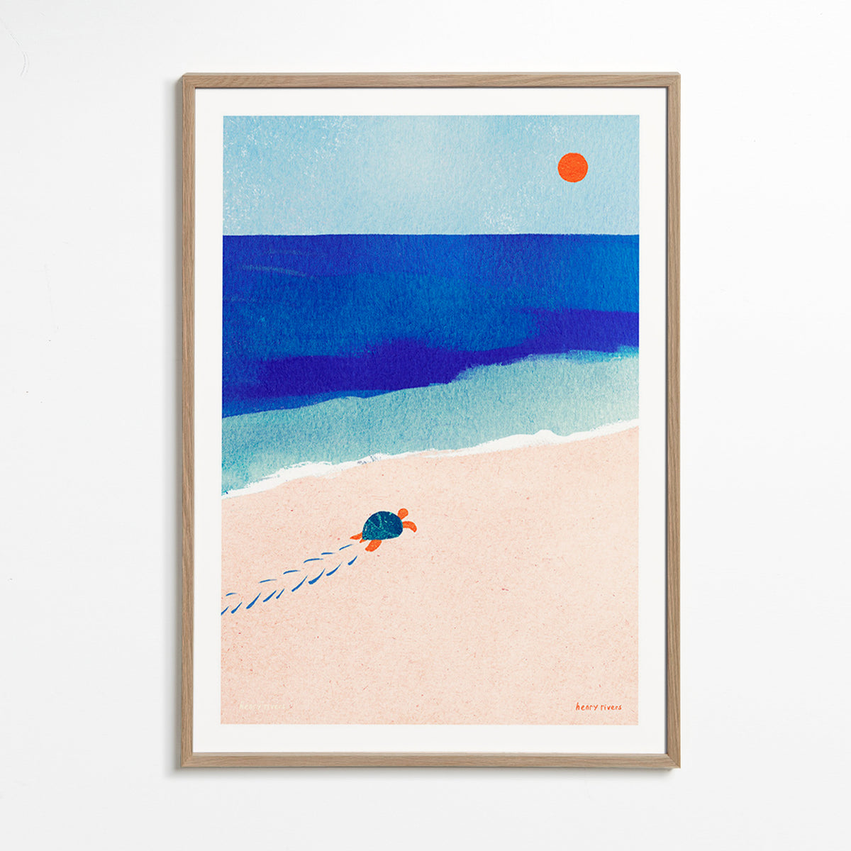 Ilustracja żółwia na plaży – Oak Frame