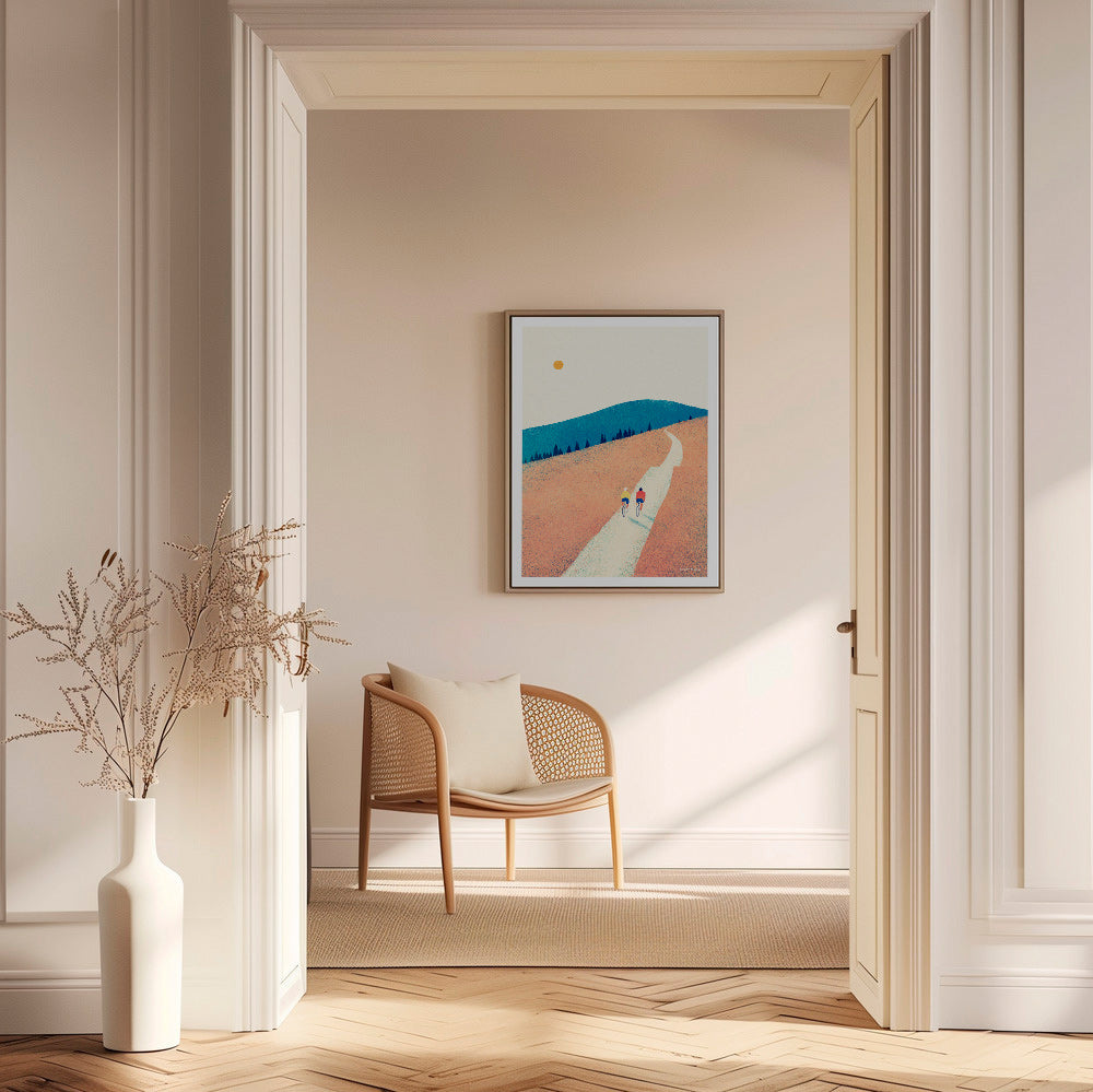 Sztuka do kuchni z dwoma rowerzystami na nasłonecznionej ścieżce – Canvas1