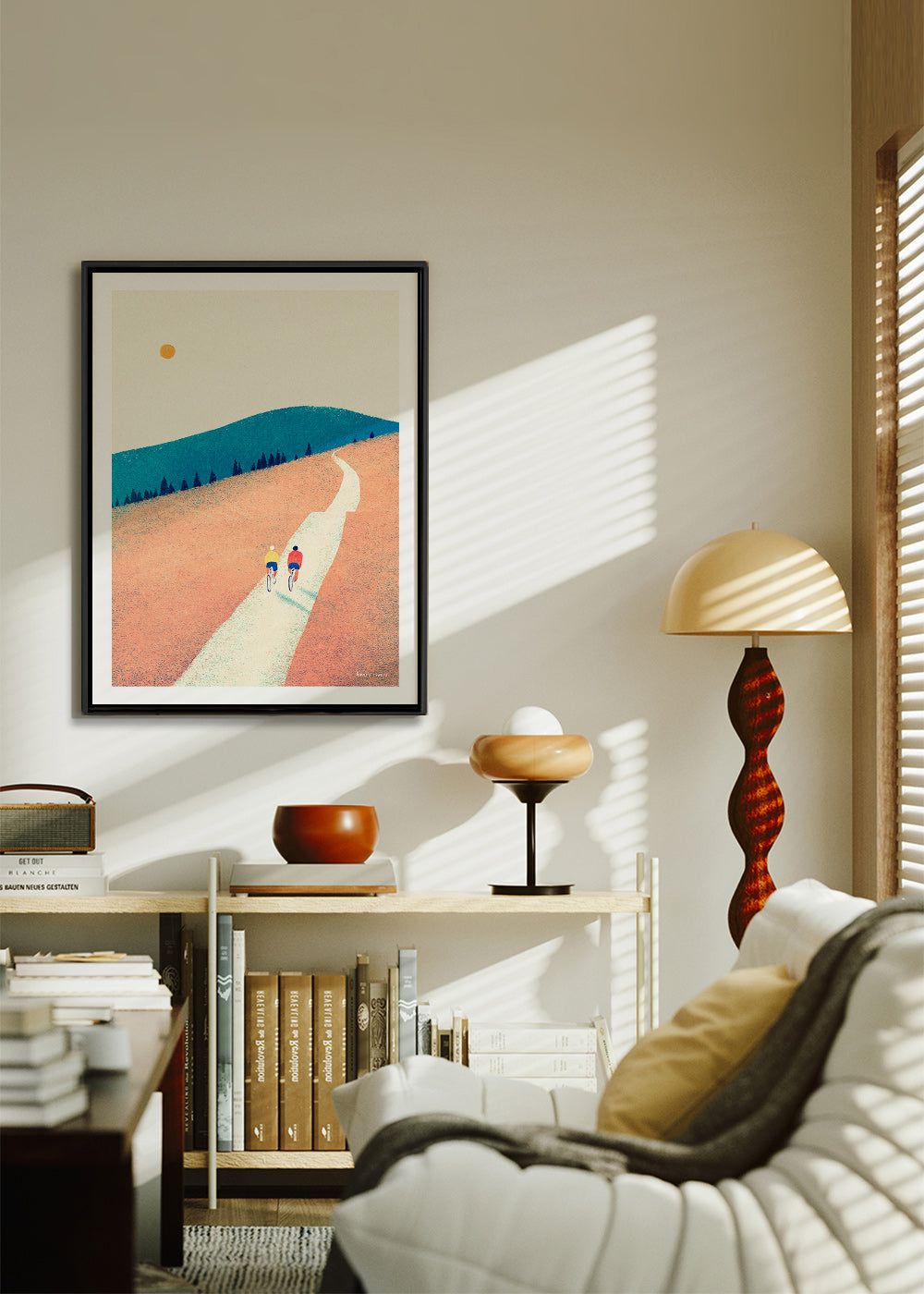 Sztuka do kuchni z dwoma rowerzystami na nasłonecznionej ścieżce – Canvas2