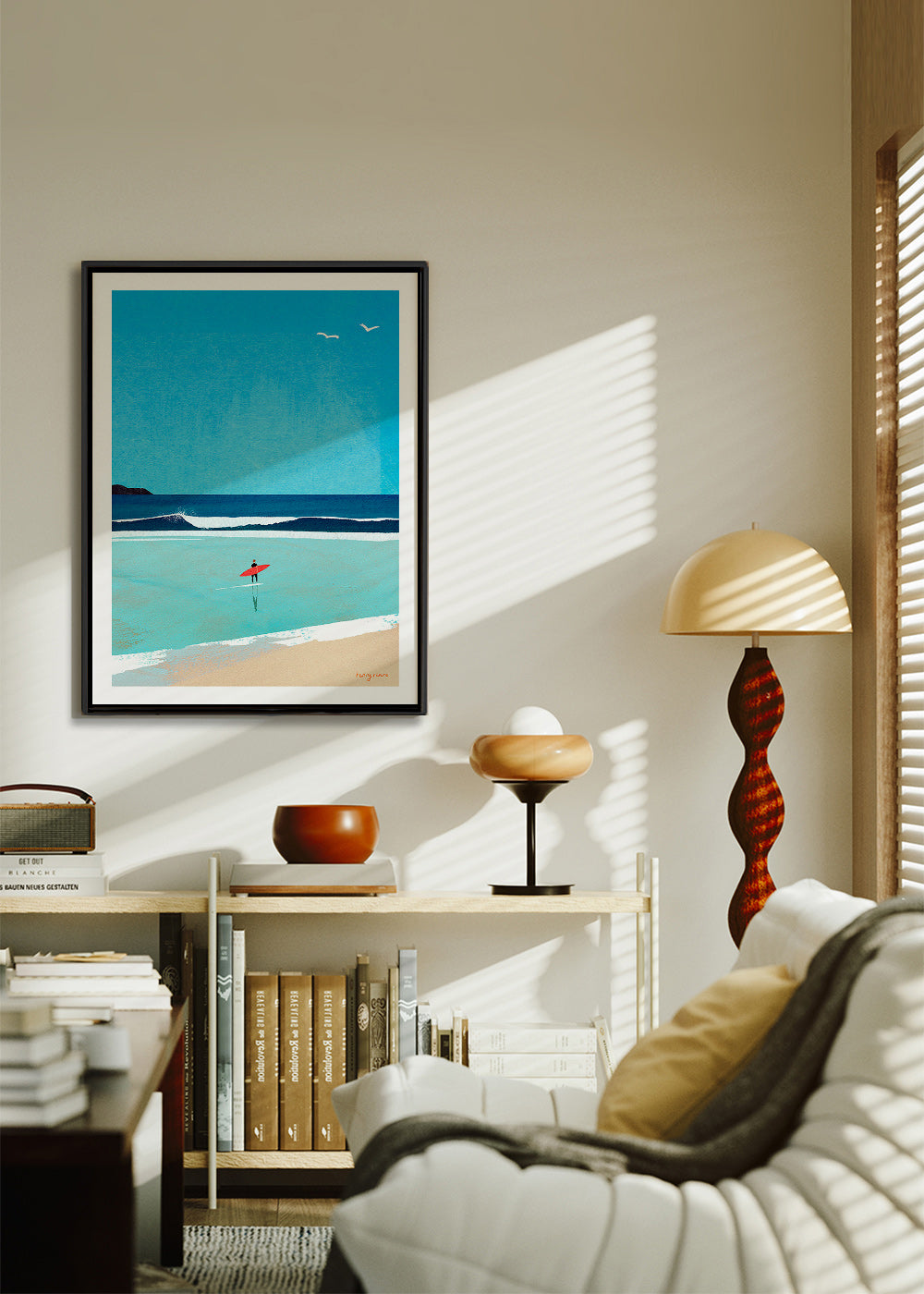 Sztuka sportowa: surfer na brzegu – Canvas1