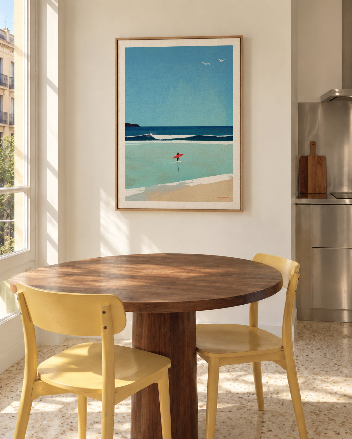 Morning surf - Framed canvas in an interior