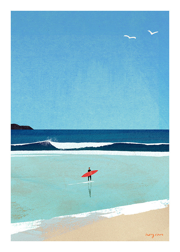 Sztuka sportowa: surfer na brzegu