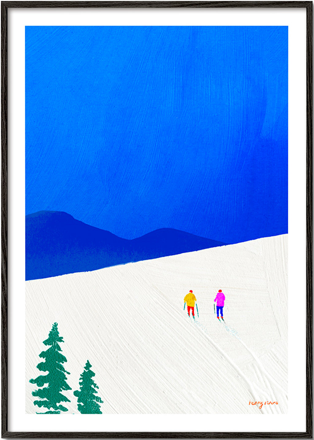 Sztuka sportowa: narciarze na stoku – Black Frame