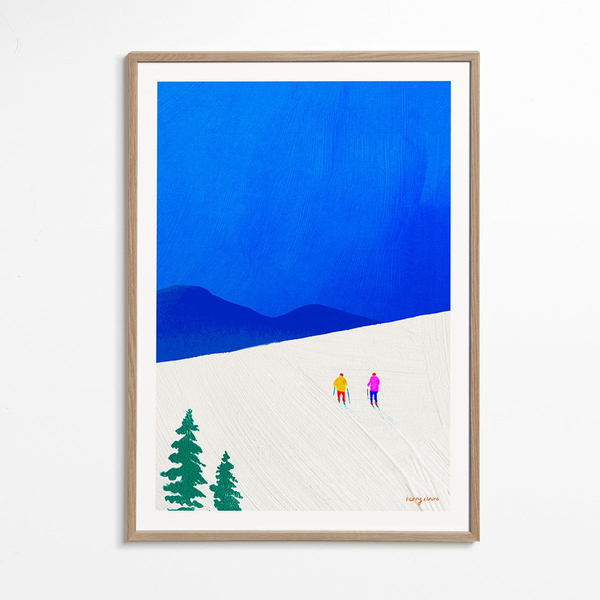 Sztuka sportowa: narciarze na stoku – Oak Frame