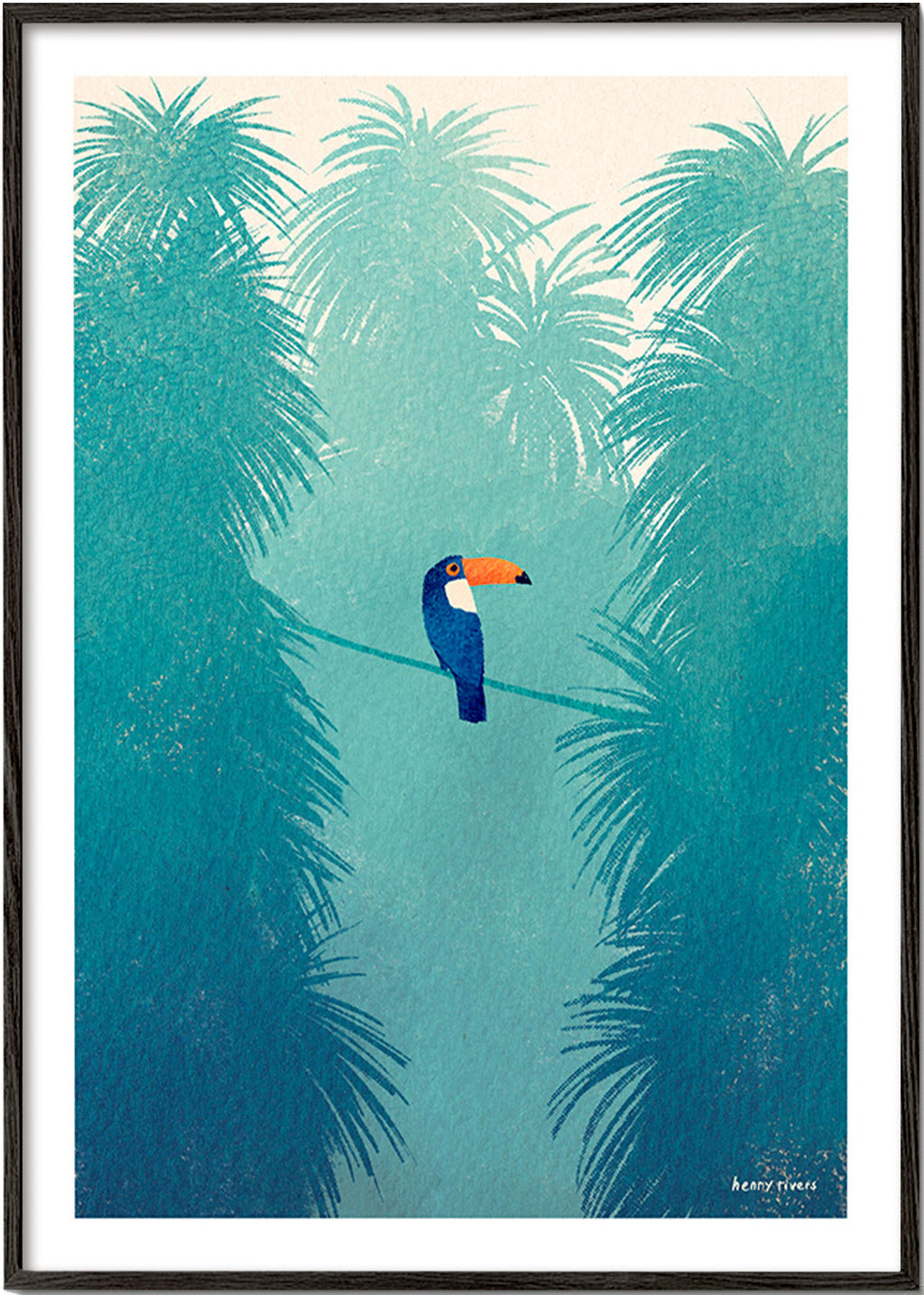 Tukan na tropicznej gałęzi obraz – Black Frame