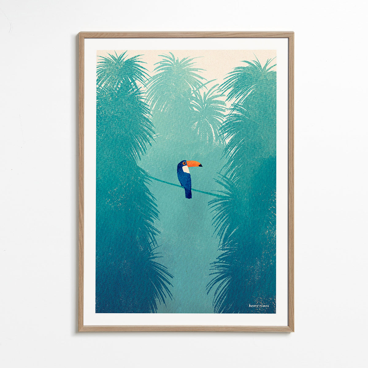 Tukan na tropicznej gałęzi obraz – Oak Frame