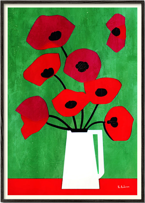 Plakat botaniczny z czerwonymi makami