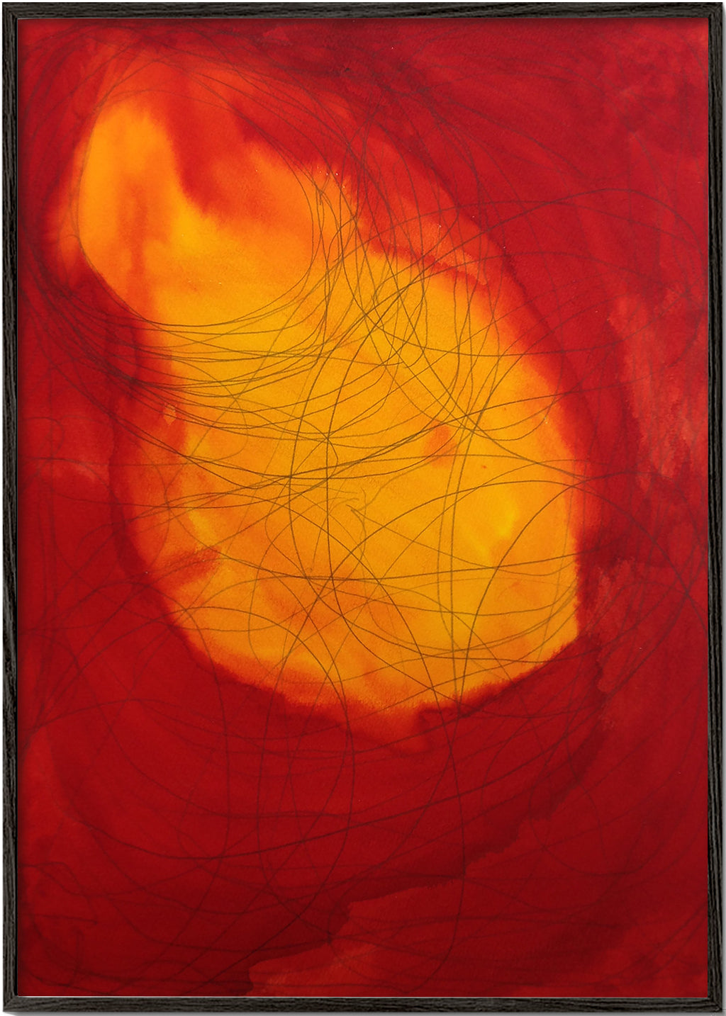 Obraz abstrakcyjny czerwono-żółty – Black Frame