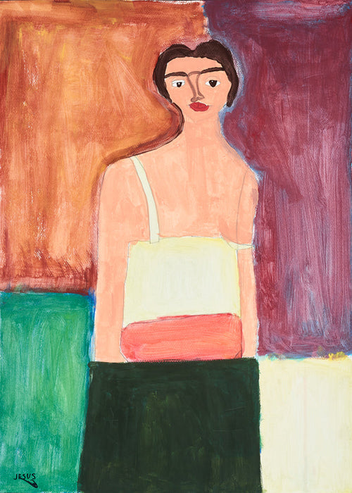 Ilustracja: portret kobiecy w blokach kolorów