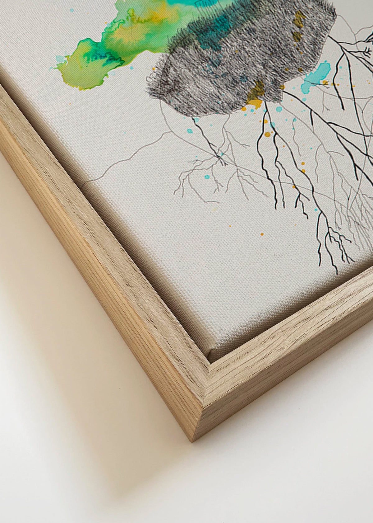 Botaniczny plakat drzewo i korzenie tusz i akwarela – Canvas detail