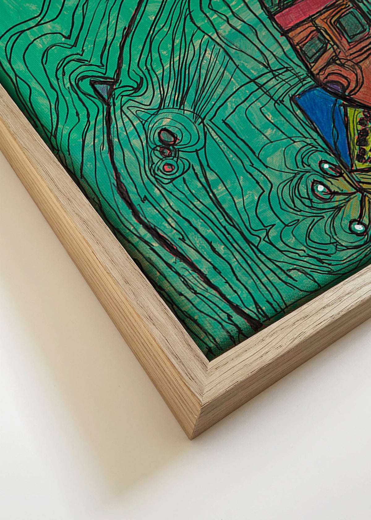 Zabawna ilustracja z postacią na zielonym tle – Canvas detail