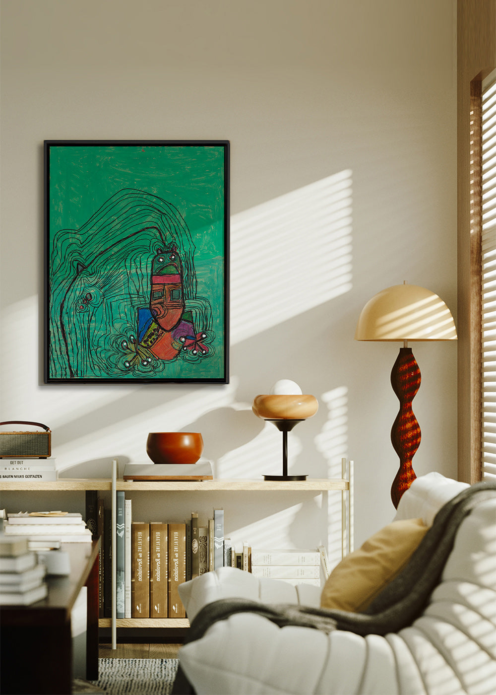 Zabawna ilustracja z postacią na zielonym tle – Canvas2