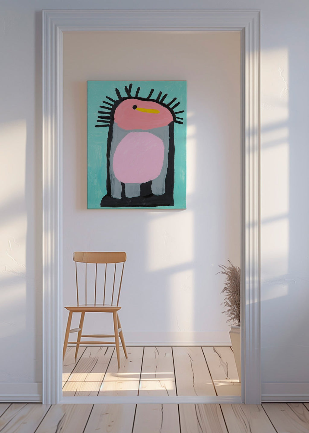 Plakat dziecięcy różowy pingwin uroczy – Canvas