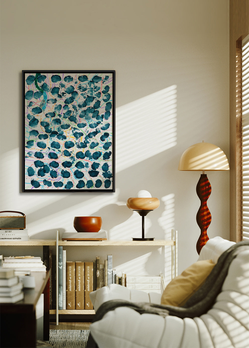Obraz abstrakcyjny z granatowymi plamami – Canvas1