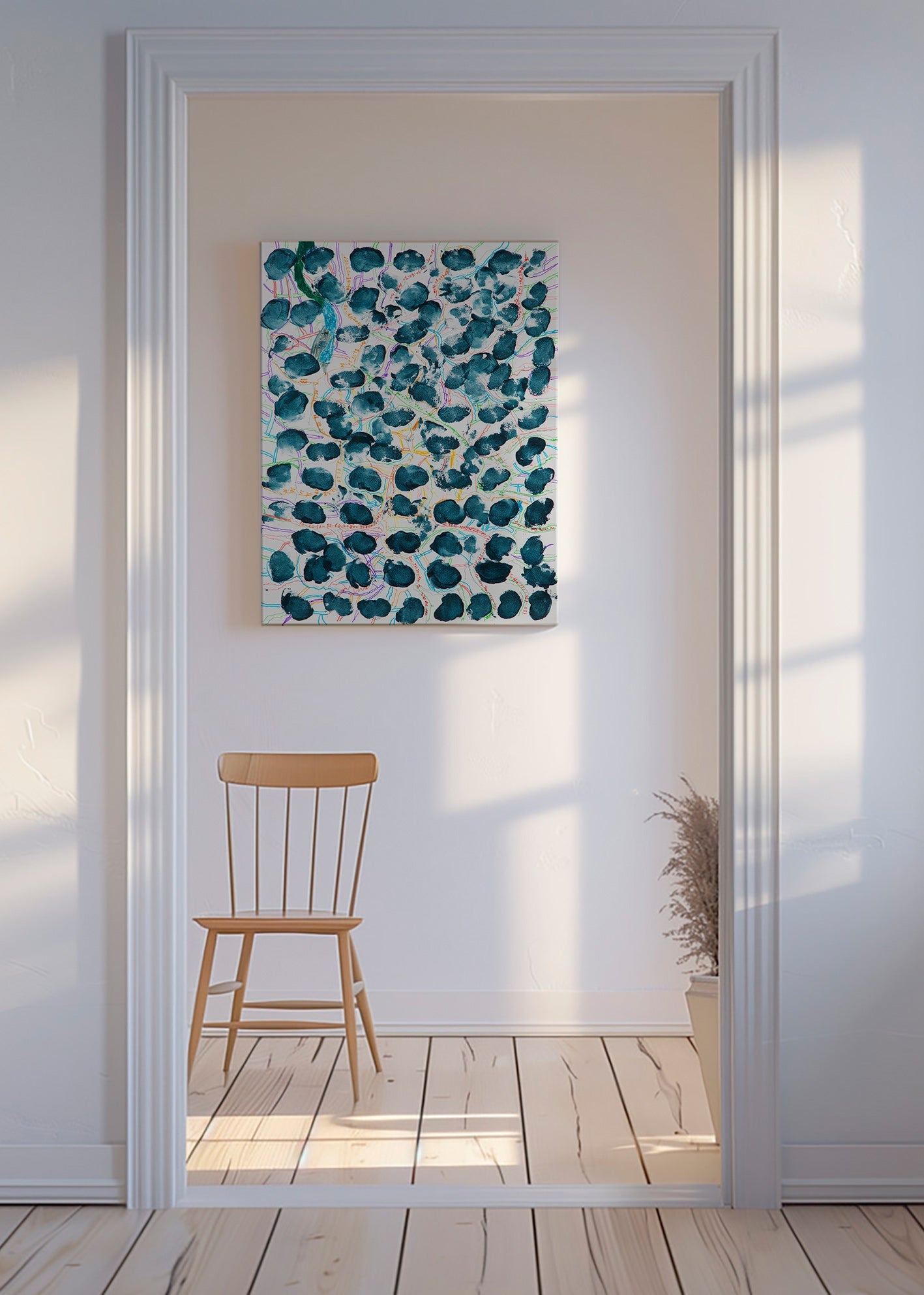 Obraz abstrakcyjny z granatowymi plamami – Canvas
