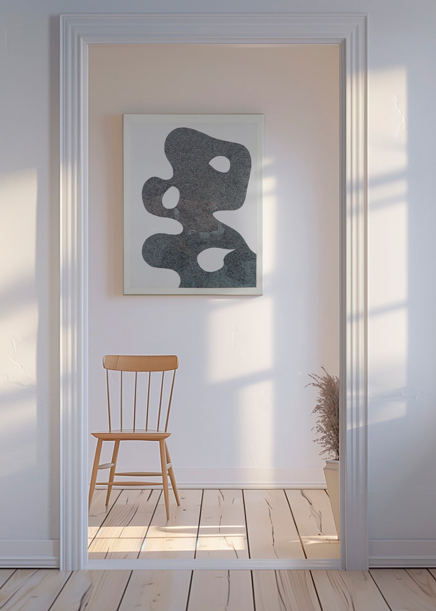 Abstrakcja kropkowana z dużą sylwetką – Canvas