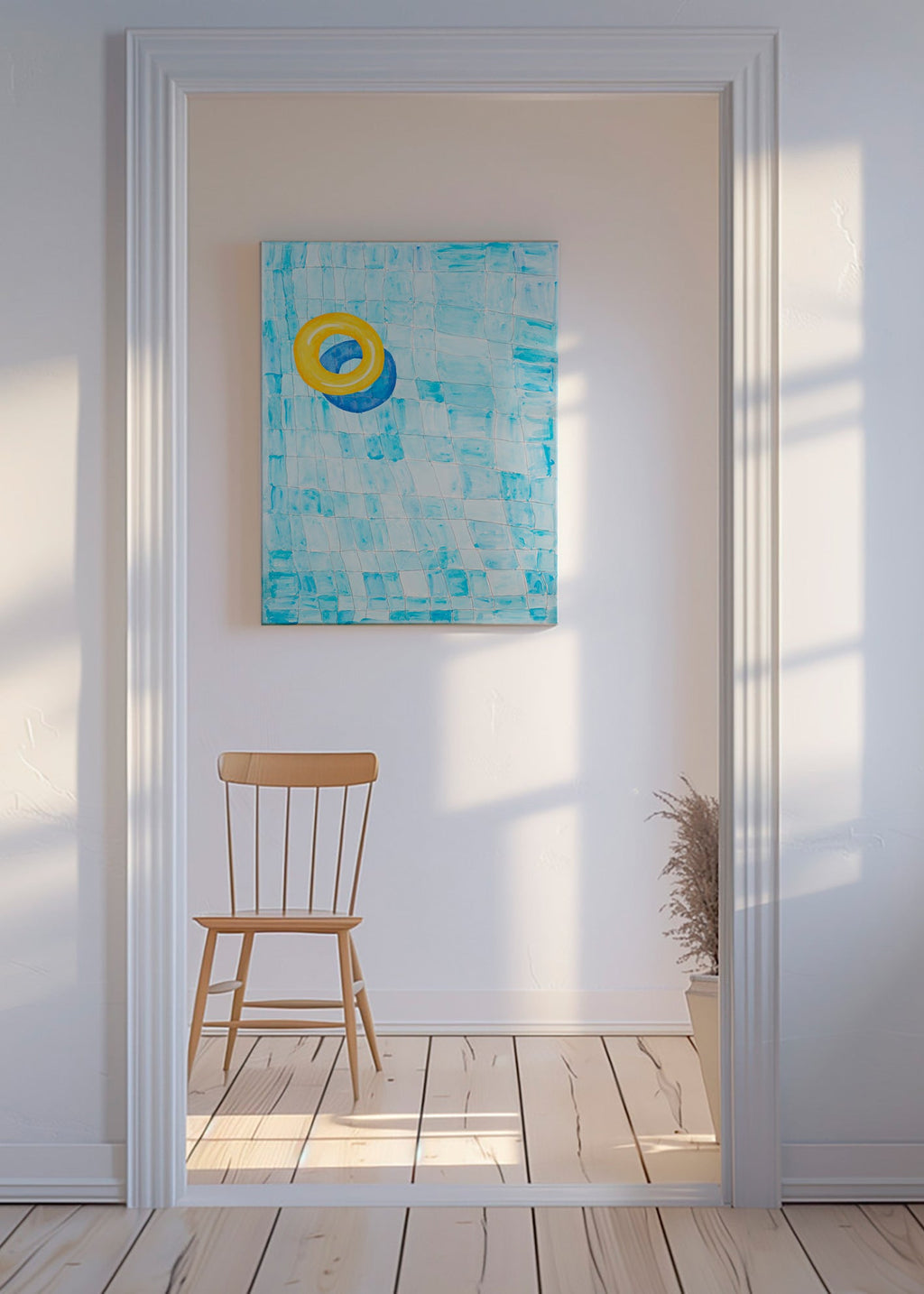 Minimalistyczny obraz z żółtym kołem – Canvas