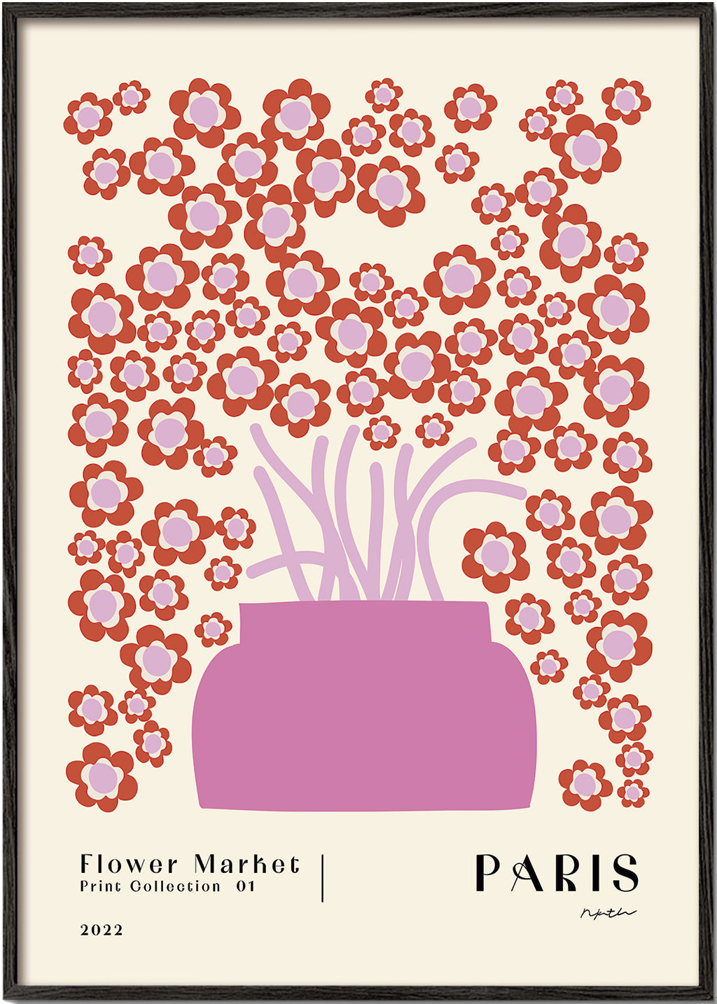 Plakat botaniczny Flower Market różowy wazon