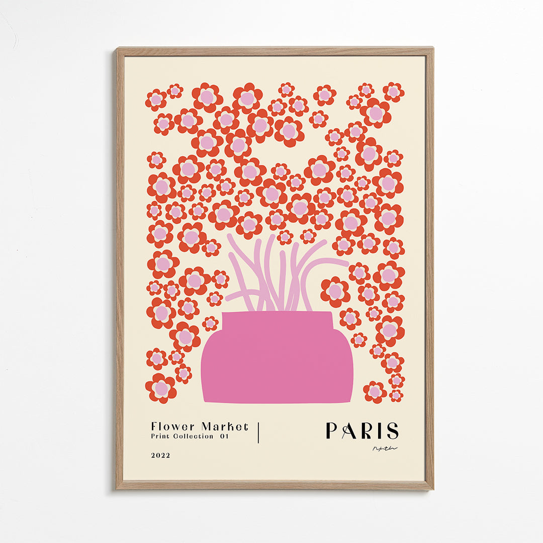 Plakat botaniczny Flower Market różowy wazon