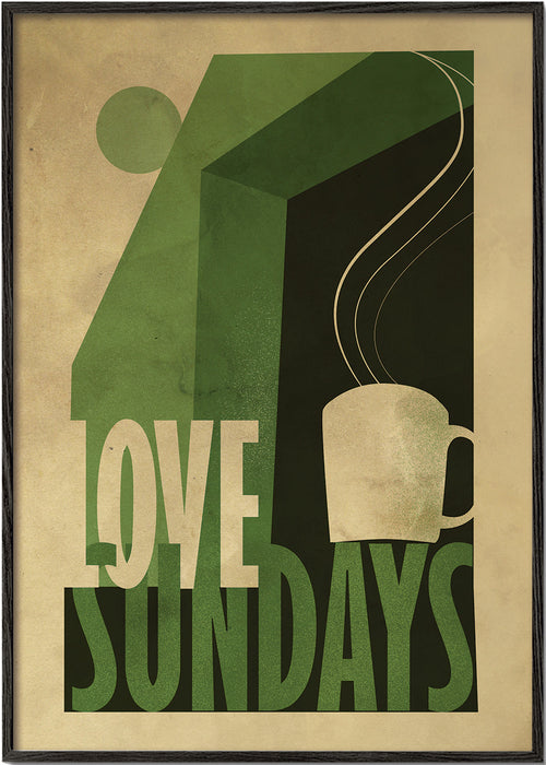 Sztuka do kuchni Love Sundays z parującą filiżanką