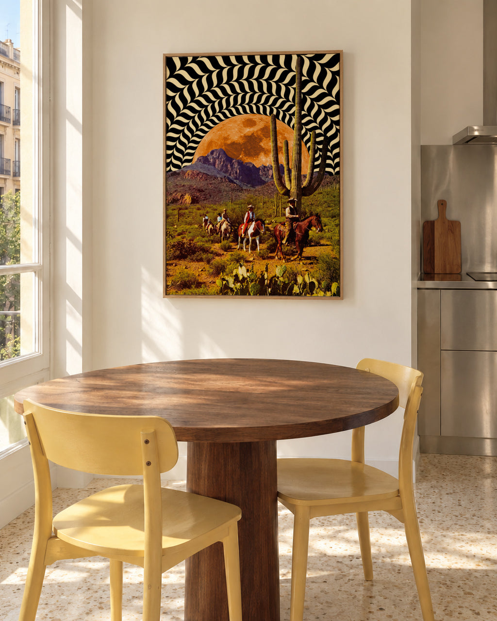 Illusionary Cowboys - Framed canvas in an interior