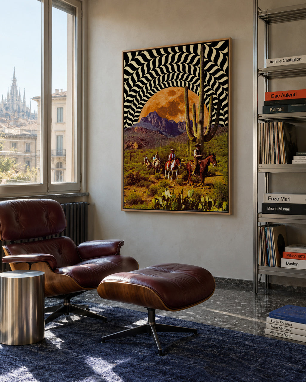 Illusionary Cowboys - Framed canvas in an interior